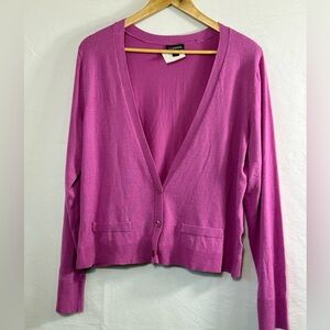 George Women's Bright Fuchsia Button-Front V-Neck Cardigan